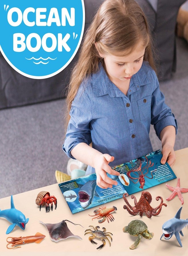 KarberDark 12 Pack Ocean Animal Toys with Educational Booklet for Kids, Realistic Soft Plastic Creatures Model Figures for Toddler Boys Girls, Under the Sea Party Favor, Birthday Gifts Water Table Toy - Image 4